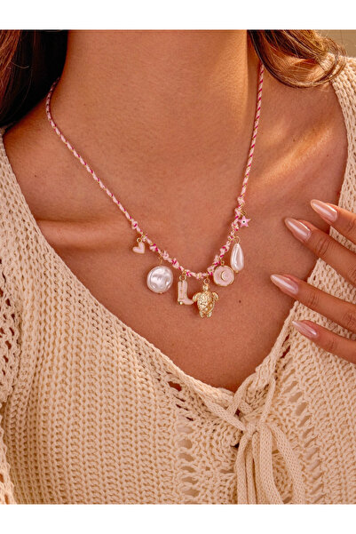 Take Two By Styli Pink Charm Pendant Necklace