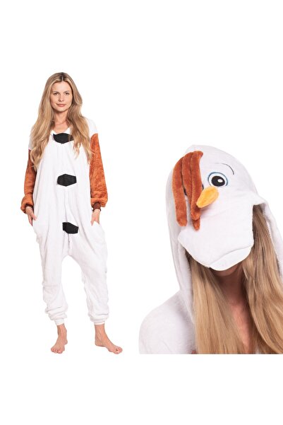 Other Pijama Kigurumi Om de Zăpadă — Salopetă combinezon albă pentru damă, co...