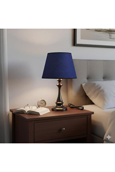 DEDE Faro Lampshade Black Metal Body with Dark Blue Lampshade Cap