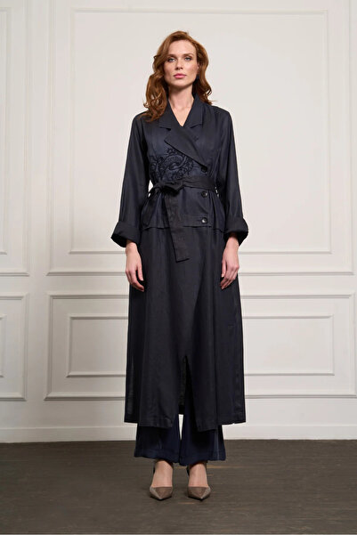 MissWhence Nakış Detaylı Kot Pardesü