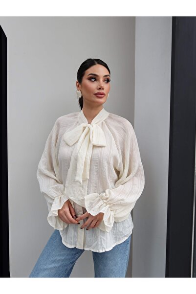 ESRAHELVACI Scarf Collar Oversize Shirt