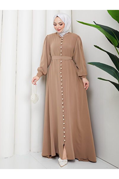 EFSUN MODA Women's Buttoned Detailed Belted Dress Is Tight-Fitting