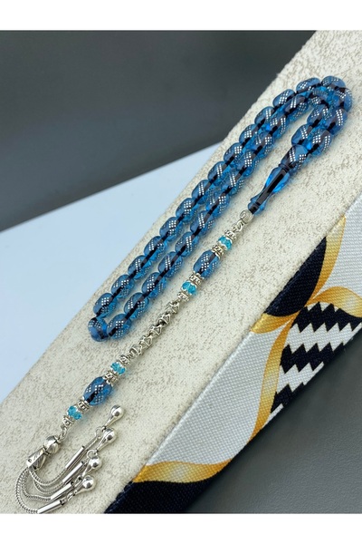 Tesbih Store İşlemeli Ateş Kehribar Gümüş Kaplama Püskül Kapsül Kesim Hediyel...