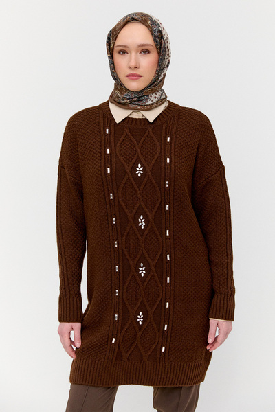 Setrms Taşlı Desenli Triko Tunik