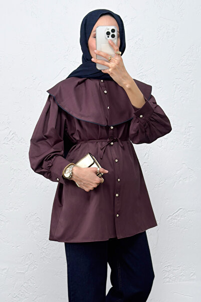 Salih Çelebi Wide Collar Shirt Y0079 - Mürdüm