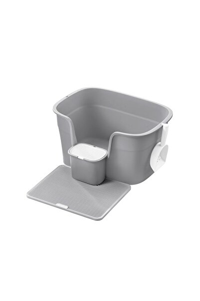 feandrea άμμος για γάτες με ψηλές πλευρές, πλαστικό, γκρι, 64 x 44 x 33 εκ.