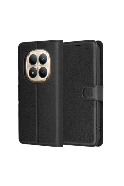 Techsuit Кожен калъф Folio за Xiaomi Redmi Note 15 Pro+ 5G, черен