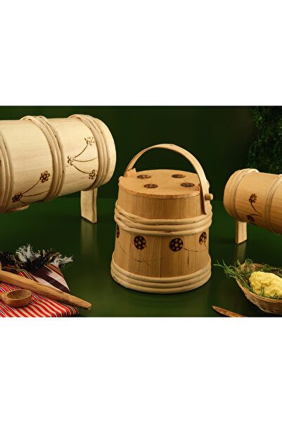 Hedisam Traditional Pine Wood Container – Natural Butter Storage Container