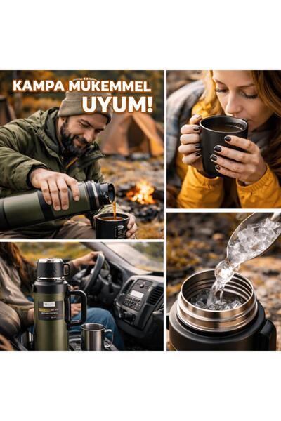 coofbe Professional 68 oz Stainless Steel 2 Liter Camping Thermos with Cup 24...