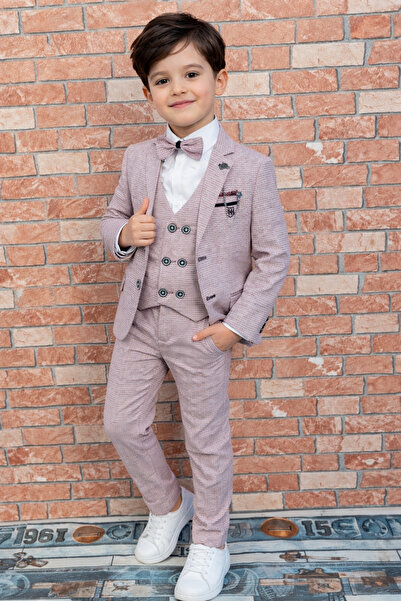 HAYTA Suit Set with Vest and Shirt 1-14 Years Old New Style Claret Red