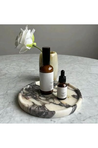 Generic Calacatta Viola Solid Marble Tray 15x2cm Dia