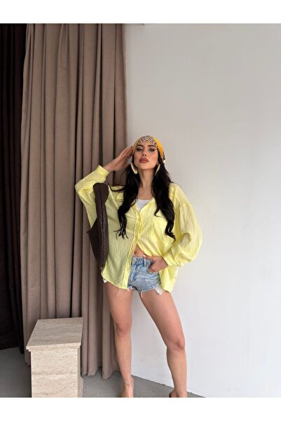 DONNA LISSA Modal Fabric Pocket Detailed Oversize Premium Shirt