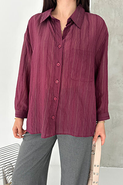 Noa&Noa قميص كبير الحجم بتفاصيل مزخرفة وتجعيدات - بريز