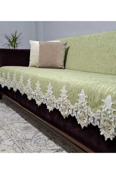 DAHABELLA LUXE HOME Πολυτελές γαλλικό δαντελωτό ριγέ βελούδινο κάλυμμα καναπέ...