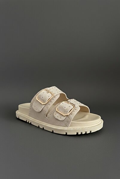 MUGGO Estiva Adjustable Double Buckle Studded Casual Women's Slippers