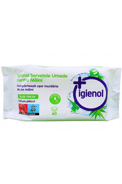 Igienol Servetele Antibacteriene pentru maini, Aloe Fresh, 60 buc/pachet