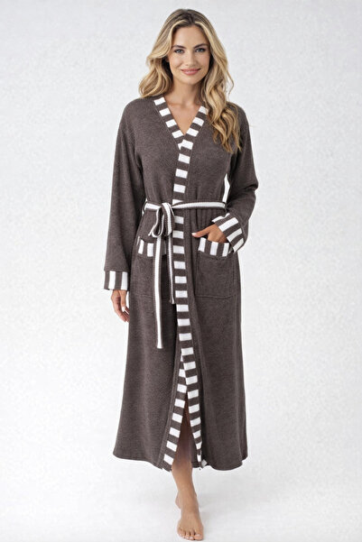 bendengiy Long Sleeve Soft Textured Waffle Fabric Dressing Gown