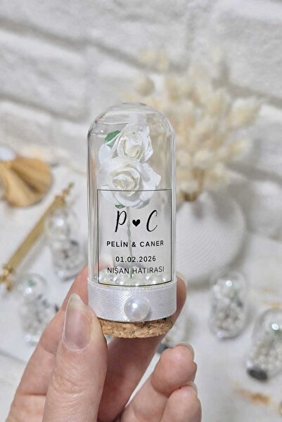 ASPİRİZM 20 Adet Mıknatıslı Cam Gül Fanus Hediyelik Magnet ( DÜĞÜN - NİKAH - ...