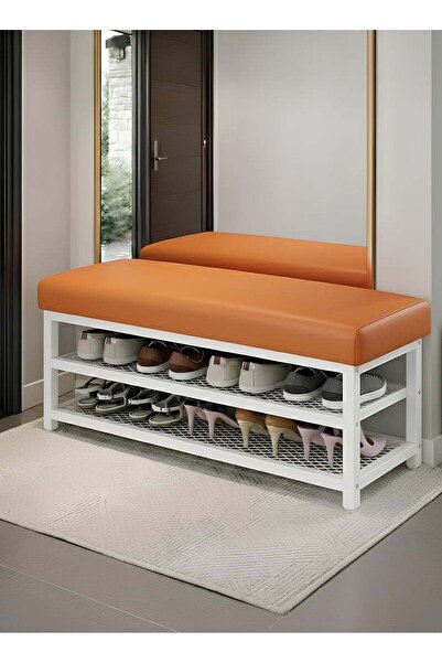 M SMART Stylish and Modern Shoe Cabinet 80x32x15cm-With a Two-Tier Leather St...