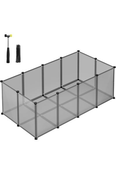 SONGMICS Țarc de joacă pentru hamster/iepure/arici, plastic, gri, 125 x 63 x ...