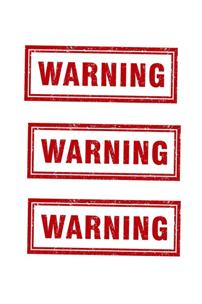 OEM Set of 3 Warning Stickers 16x5cm, Caution Sign, Glossy Paper, Red/White