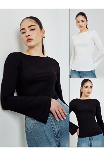 Styli Pack of 2 - Bell Sleeves Knitted Top