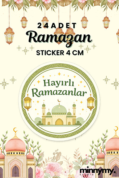 Minnymy 24 Adet Ramazan Sticker, Hayırlı Ramazanlar 4x4 Cm Kuşe Sticker, Rama...