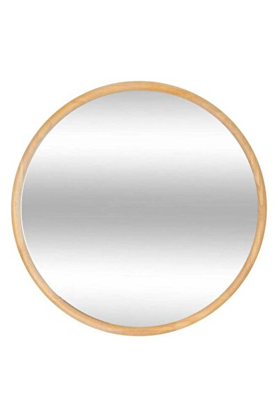 Generic Kim Elegant Design Wooden Frame Round Wall Mirror Natural 55 cm