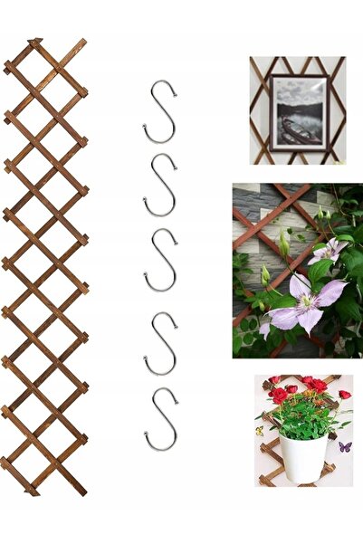 Other Grilaj Grădină Plante Cățărătoare - Lemn Pin Carbonizat, Extensibil, Ma...