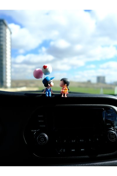 Balkhoon I Love You Cute Couple Sitting Holding Balloons Car Ornament Glove Box Accessory Car Gift for Lover