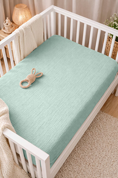 destinyhometex 100% Organic Cotton 2 Layer Muslin Elastic Baby Sheet 70X120 c...