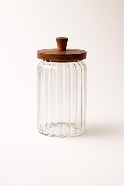 Gaia Concept Akasya Ahşap Kapaklı Cam Kavanoz 700 ml Gıda Mutfak Saklama Kava...