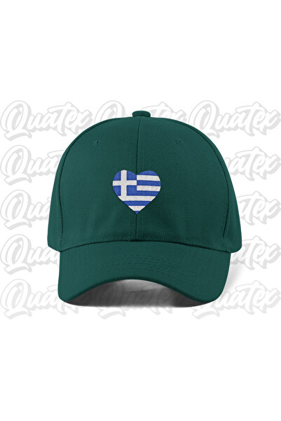 QUATEX Greece Embroidered Country Flag Hat - Green Color 100% Cotton Gabardin...