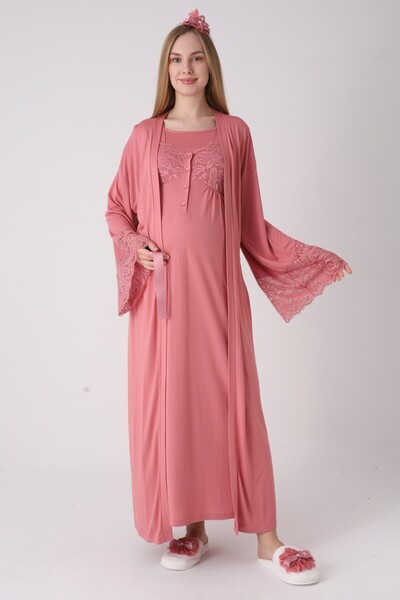 BLACKMORE Pomegranate Flower Special Sleeve and Collar Lace Design Cotton Mat...