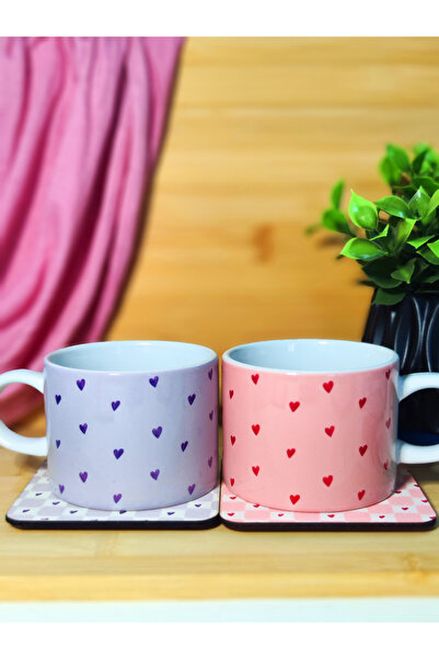 kuttuushop Kalpli 2’li Çift Sevgili Kupası Küçük Bardak Kahve Çay Fincanı ve ...