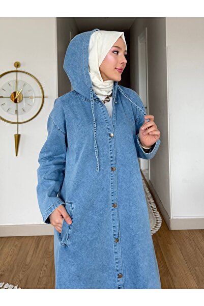 Helen Goods Women's Hooded Long Denim Jacket