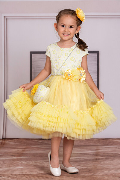 SÜSLÜ PİNK KİDS Girls' Tulle Dress Special Occasion Dress