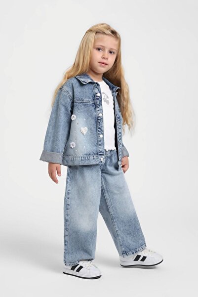 HAUSEkids طقم بنطلون جينز للفتيات من عمر 1-5 سنوات - 3 قطع - أزرق