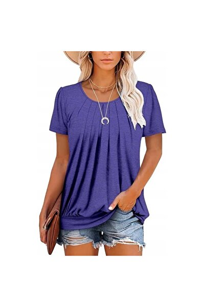 Other Tricou Damă - Croială Lejeră, Detalii Plisate, Respirabil - Mov, Mărimea M