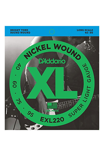 Daddario مجموعة أوتار جيتار باس EXL220، مقاس XL، 40-95، مقياس طويل، نيكل
