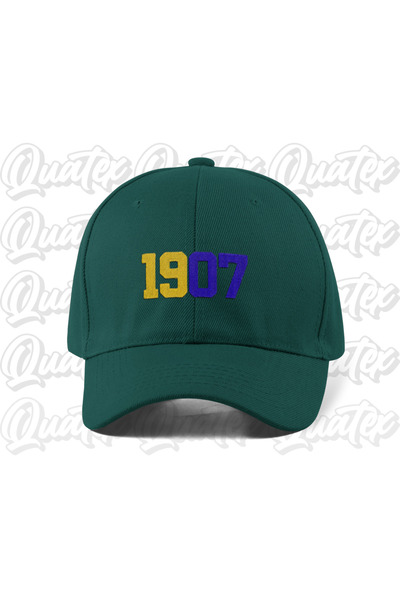 QUATEX 1907 قبعة مطرزة باللون الأصفر والأزرق الداكن - قبعة موديل للجنسين من ق...