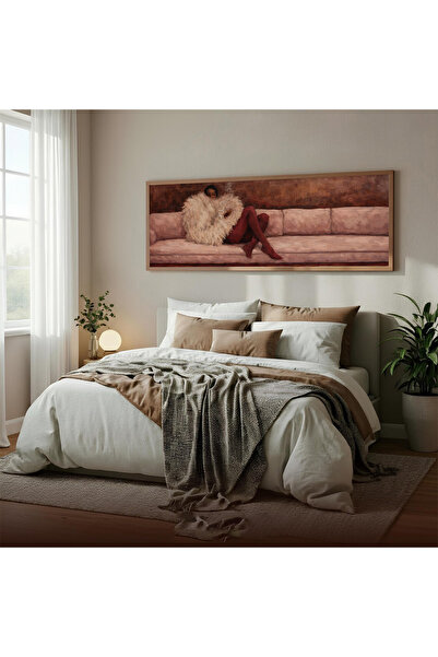 Dekorsiahome Ahşap Çerçeveli Panoramik Oturma Odası Salon Tablosu UZ0408