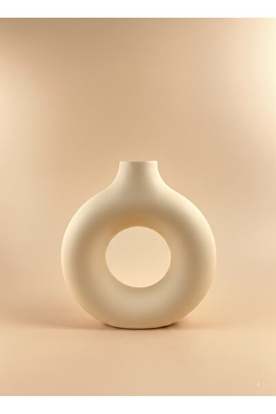 Homera Design El Yapımı Modern Minimalist Krem Dekoratif Vazo