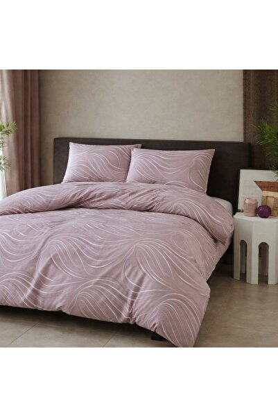 First Choice Double bed linen Cotton ranforce Donis lilac with wavy lines