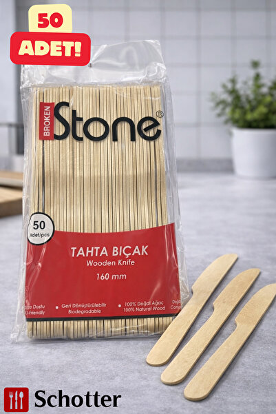 Broken Stone Bambu Bıçak 50 Adet 160 mm – Doğal ve Dayanıklı Tek Kullanımlık