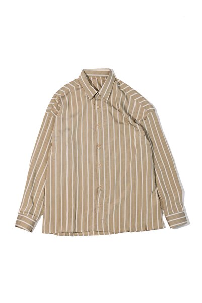 no7man Tire striped khaki shirt
