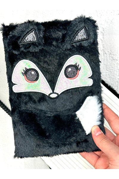 ZeCo Collection Plush Fox Patterned Daily Black/ Souvenir Notebook