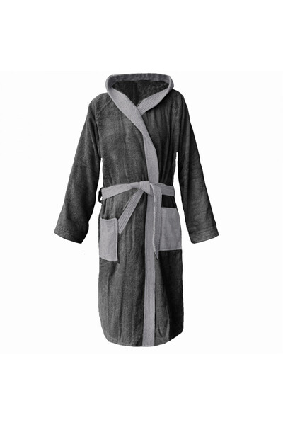 Homelevel Fabric Bathrobe, 2XL, Grey, Organic Cotton, 54856.22.5