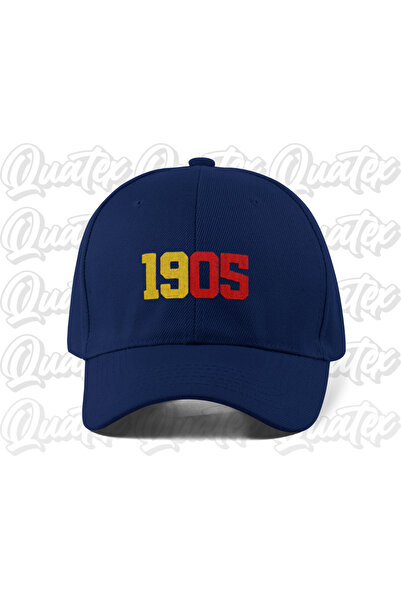 QUATEX 1905 Yellow Red Embroidered Hat - Navy Blue Color 100% Cotton Gabardin...
