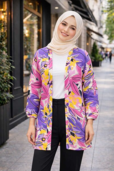 forte bella Ethnic Patterned Hijab Mini Kimono
